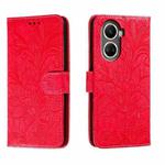 For Huawei nova 10 SE Lace Flower Embossing Flip Leather Phone Case(Red)