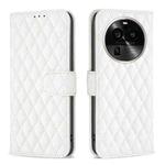 For OPPO Find X6 Pro 5G Diamond Lattice Wallet Leather Flip Phone Case(White)