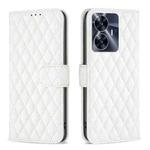 For Realme C55 Diamond Lattice Wallet Leather Flip Phone Case(White)