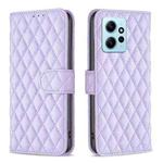 For Xiaomi Redmi Note 12 4G Global Diamond Lattice Wallet Leather Flip Phone Case(Purple)