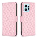 For Xiaomi Redmi Note 12 4G Global Diamond Lattice Wallet Leather Flip Phone Case(Pink)