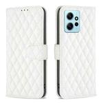 For Xiaomi Redmi Note 12 4G Global Diamond Lattice Wallet Leather Flip Phone Case(White)