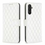 For Samsung Galaxy A24 4G Diamond Lattice Wallet Leather Flip Phone Case(White)