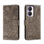 For Honor Play 40 Plus Lace Flower Embossing Flip Leather Phone Case(Grey)