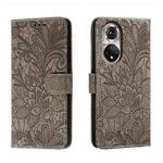 For Honor 50 Lace Flower Embossing Flip Leather Phone Case(Grey)