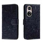 For Honor 50 Lace Flower Embossing Flip Leather Phone Case(Dark Blue)