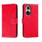 For Honor 50 Lace Flower Embossing Flip Leather Phone Case(Red)