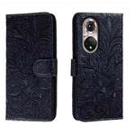 For Honor 50 Pro Lace Flower Embossing Flip Leather Phone Case(Dark Blue)