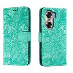 For Honor 60 Lace Flower Embossing Flip Leather Phone Case(Green)