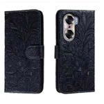 For Honor 60 Lace Flower Embossing Flip Leather Phone Case(Dark Blue)