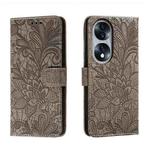 For Honor 70 Lace Flower Embossing Flip Leather Phone Case(Grey)