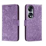 For Honor 70 Lace Flower Embossing Flip Leather Phone Case(Purple)