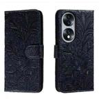 For Honor 70 Lace Flower Embossing Flip Leather Phone Case(Dark Blue)