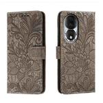 For Honor 80 Lace Flower Embossing Flip Leather Phone Case(Grey)