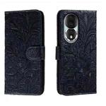 For Honor 80 Lace Flower Embossing Flip Leather Phone Case(Dark Blue)