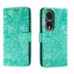 For Honor 80 Pro Lace Flower Embossing Flip Leather Phone Case(Green)