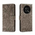 For Honor X30 5G Lace Flower Embossing Flip Leather Phone Case(Grey)