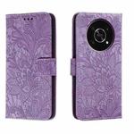 For Honor X30 5G Lace Flower Embossing Flip Leather Phone Case(Purple)