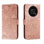 For Honor X30 5G Lace Flower Embossing Flip Leather Phone Case(Rose Gold)