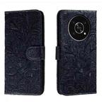 For Honor X30 5G Lace Flower Embossing Flip Leather Phone Case(Dark Blue)