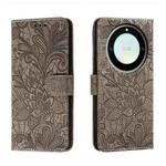 For Honor X40 Lace Flower Embossing Flip Leather Phone Case(Grey)