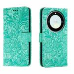 For Honor X40 Lace Flower Embossing Flip Leather Phone Case(Green)