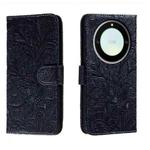 For Honor X40 Lace Flower Embossing Flip Leather Phone Case(Dark Blue)