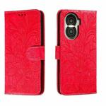 For Honor X40i Lace Flower Embossing Flip Leather Phone Case(Red)