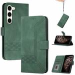 For Samsung Galaxy S23 5G Cubic Skin Feel Flip Leather Phone Case(Green)