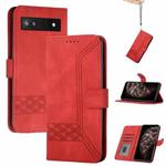For Google Pixel 6a Cubic Skin Feel Flip Leather Phone Case(Red)