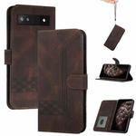 For Google Pixel 6a Cubic Skin Feel Flip Leather Phone Case(Brown)