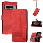 For Google Pixel 7 Pro 5G Cubic Skin Feel Flip Leather Phone Case(Red)