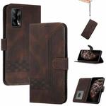 For OPPO A74 4G / F19 Cubic Skin Feel Flip Leather Phone Case(Brown)