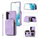 For Samsung Galaxy S23 5G Zipper Card Bag Back Cover Phone Case(Purple)