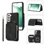 For Samsung Galaxy S22+ 5G Zipper Card Bag Back Cover Phone Case(Black)