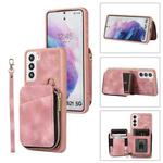 For Samsung Galaxy S21+ 5G Zipper Card Bag Back Cover Phone Case(Pink)