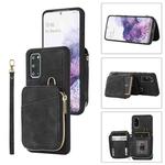 For Samsung Galaxy S20+ Zipper Card Bag Back Cover Phone Case(Black)