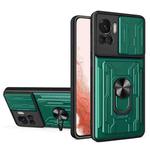 For Motorola Edge 30 Ultra 5G / Moto X30 Pro Sliding Camshield TPU+PC Phone Case with Card Slot(Dark Green)