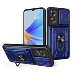 For OPPO A17 4G Sliding Camshield TPU+PC Phone Case with Card Slot(Blue)