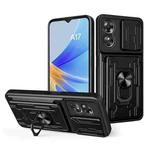 For OPPO A17 4G Sliding Camshield TPU+PC Phone Case with Card Slot(Black)