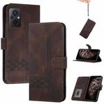 For Xiaomi Poco M5 5G Cubic Skin Feel Flip Leather Phone Case(Brown)