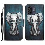 For Xiaomi Redmi 12C Colored Drawing Leather Phone Case(Earphone Elephant)