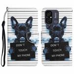 For Xiaomi Redmi 12C Colored Drawing Leather Phone Case(Black Dog)