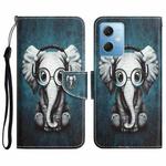 For Xiaomi Redmi Note 12 5G Global/Poco X5 Colored Drawing Leather Phone Case(Earphone Elephant)