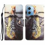 For Xiaomi Redmi Note 12 5G Global/Poco X5 Colored Drawing Leather Phone Case(Tiger)