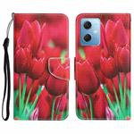 For Xiaomi Redmi Note 12 5G Global/Poco X5 Colored Drawing Leather Phone Case(Tulips)