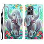 For Xiaomi Redmi Note 12 4G Global Colored Drawing Leather Phone Case(Elephant)