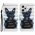 For Xiaomi Redmi Note 12 Pro 5G/Poco X5 Pro Colored Drawing Leather Phone Case(Black Dog)