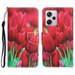 For Xiaomi Redmi Note 12 Pro 5G/Poco X5 Pro Colored Drawing Leather Phone Case(Tulips)