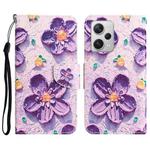 For Xiaomi Redmi Note 12 Pro 5G/Poco X5 Pro Colored Drawing Leather Phone Case(Purple Flower)